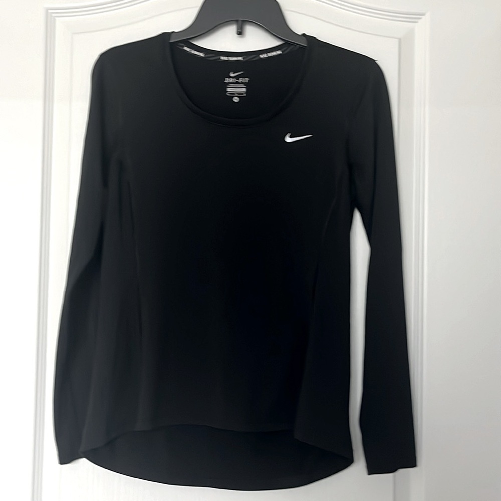 Nike Running Long Sleeve Shirt Lightweight Size Medium Black - Picture 8 of 10